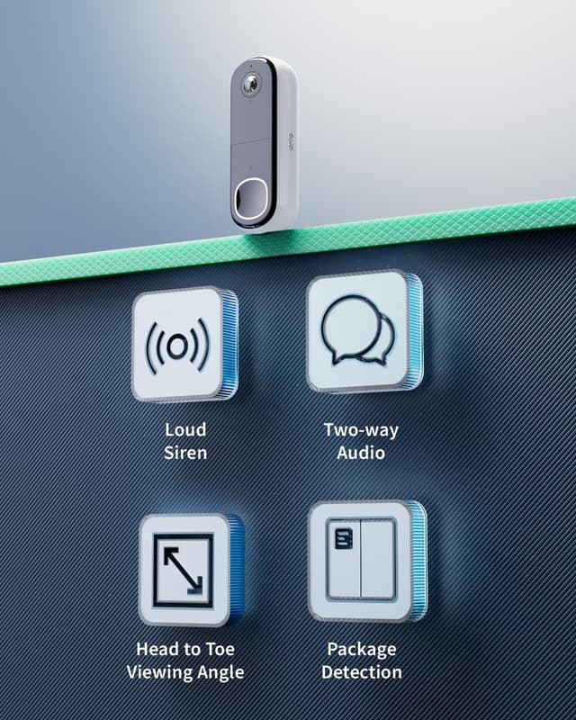 Detalle de Arlo 2K Wireless Outdoor Video Doorbell (Night Vision, 6-Month Battery, UK)