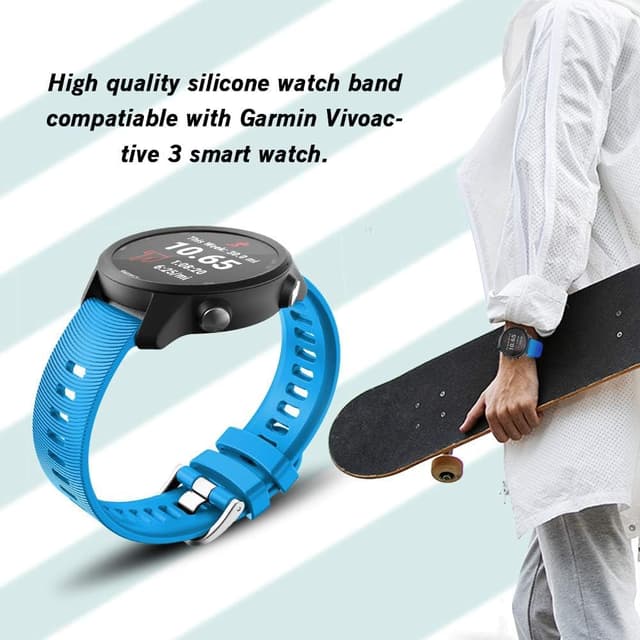 Detalle de ANBEST cinturino compatibile 20 mm con sgancio rapido per Garmin Vivoactive 3 / Forerunner 245 / 645 e Vivomove HR (blu)