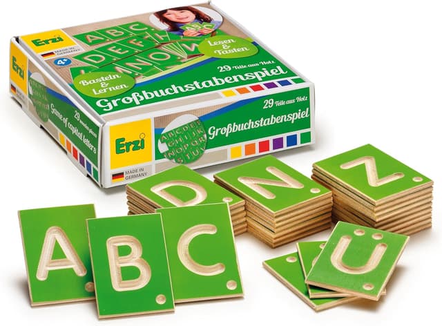 Detalle de Erzi FUNLAB Gioco educativo Lettere maiuscole in compensato di betulla