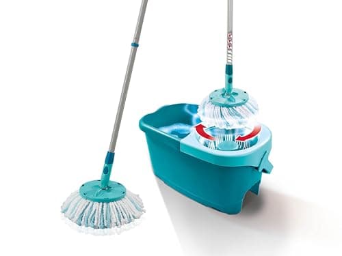 Detalle de Leifheit Clean Twist Disc Mop Ergo 2.0 (Click System) set de fregona rotatoria con palo telescópico