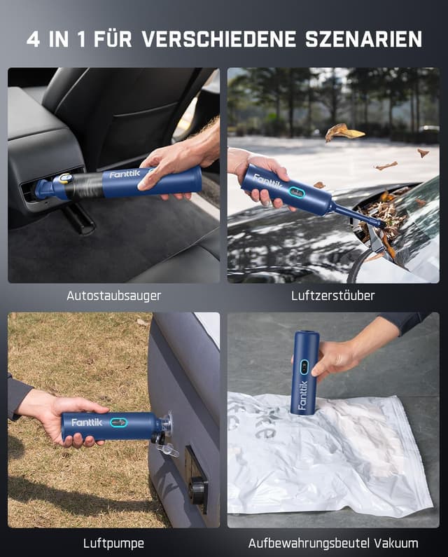 Detalle de Fanttik Slim V8 APEX Akku-Autostaubsauger (4-in-1) mit 19.000 Pa/45 AW, 2 Saugmodi und HEPA-Filter