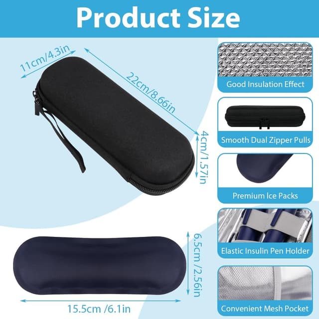 Detalle 2 de ACWOO Sac pour diabétique avec étui isotherme et 2 poches de glace réutilisables