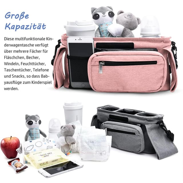 Thumbnail 2 de Tyuodna Kinderwagen Organizer Rosa 2 Becherhalter