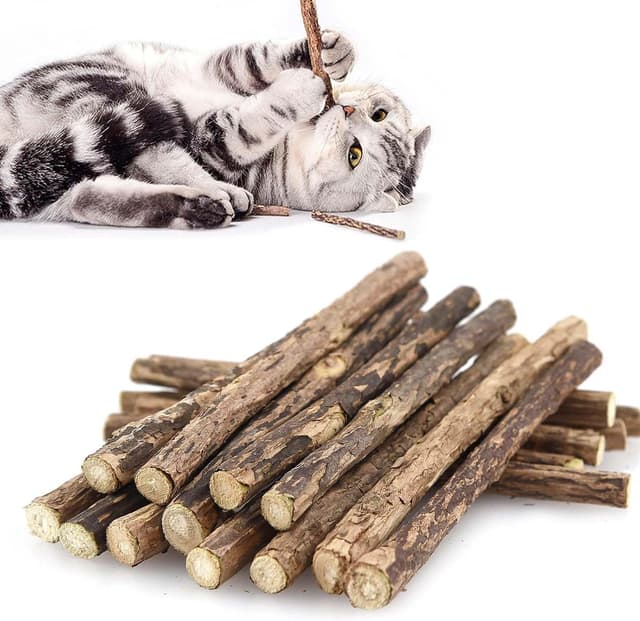 Detalle de SeaMorn Matatabi Silvervine Kausticks (30 Stück) – Katzenminze-Spielzeug für Zahnpflege & gegen Mundgeruch