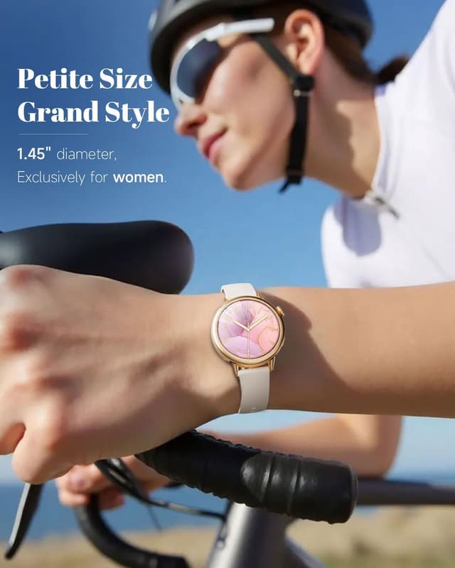Detalle de TOOBUR Petite Smart Watch for Women (Beige), 37 mm AMOLED Fitness Tracker with Step/Sleep/HR