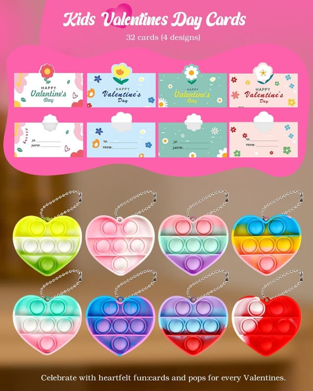 Detalle 2 de Jinsome Heart-Shaped Pop Fidget Toys 32 pack