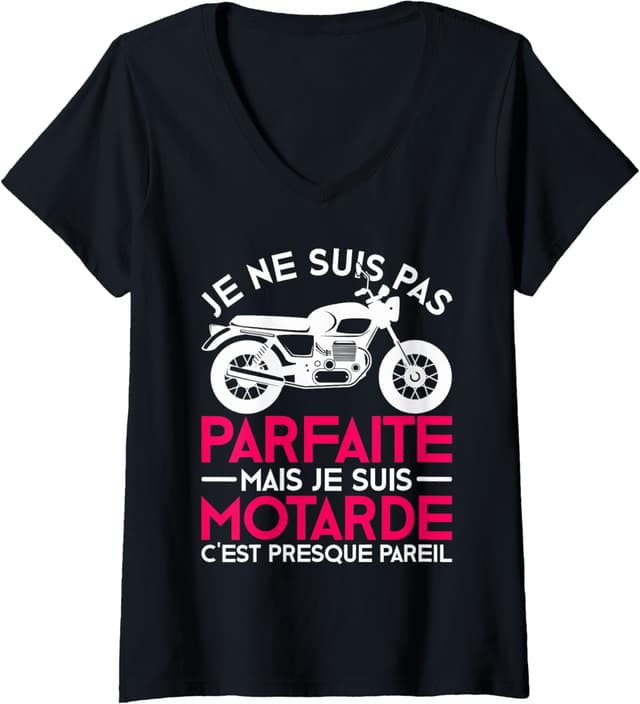 Detalle de T-shirt moto femme col en V Motard