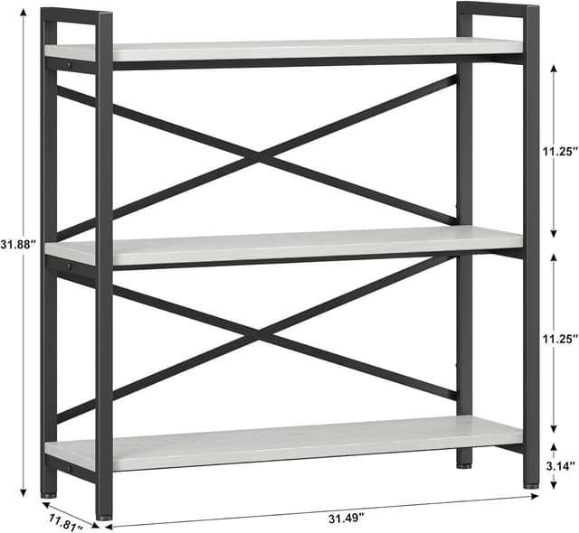 Detalle de Homeiju 3 Tier Bookshelf 31.49" Width