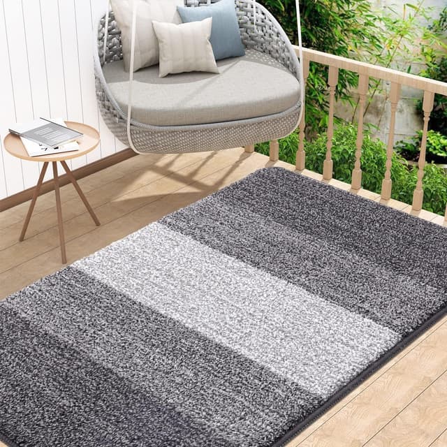 Detalle de Homaxy Indoor Door Mat (80 x 120 cm) – Grey, Non-slip & Machine Washable