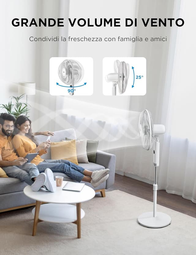 Detalle de Midea MFS400R0APW ventilatore a piantana con telecomando, display LED e timer