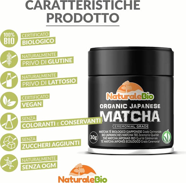 Thumbnail 3 de NaturaleBio Tè Verde Matcha cerimoniale 30 g 🍵