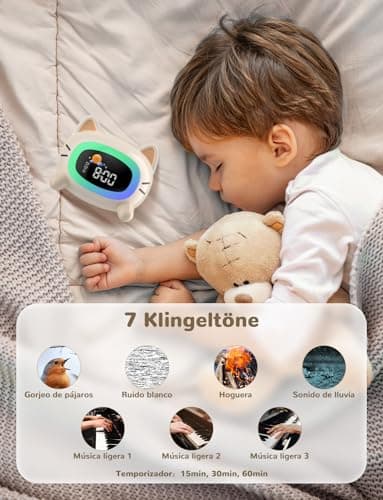 Detalle 1 de LIORQUE Gatito Blanco Despertador Infantil