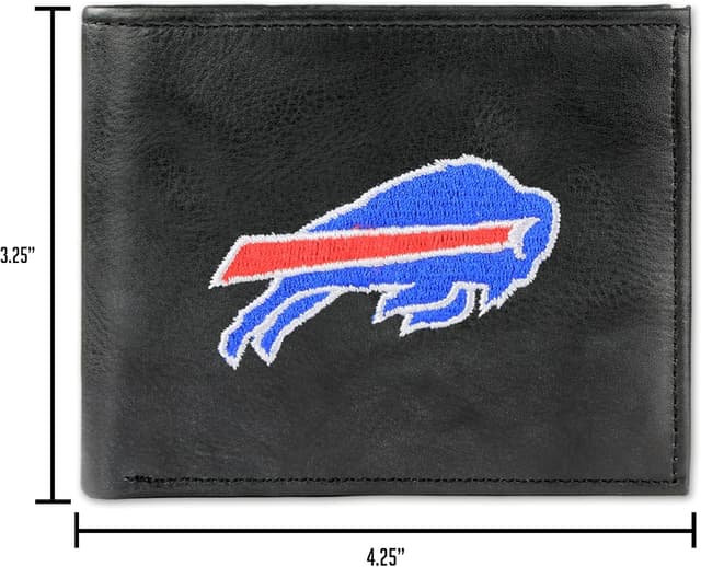 Detalle de Rico Industries NFL Embroidered Leather Billfold Wallet (Mens) — Team Logo Black