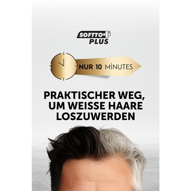 Detalle 1 de Softto+ Plus Black Hair Shampoo: graue & weiße Haare in 10 Minuten abdecken, inkl. Handschuhe (2 x 350 ml)