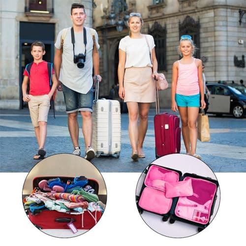 Thumbnail 7 de OSDUE organizadores para maletas 8 en 1 con hebilla y neceser impermeable (rosa roja)