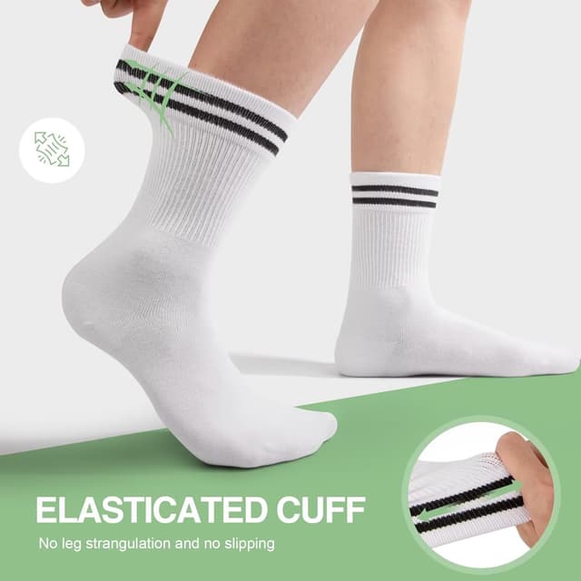 Detalle de FALARY 6/12 Pairs Bamboo Fashion Sports Crew Socks for Men & Women