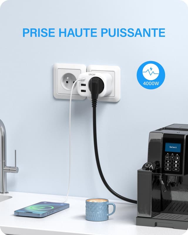 Thumbnail 4 de LENCENT Prise USB 4 en 1 4000W