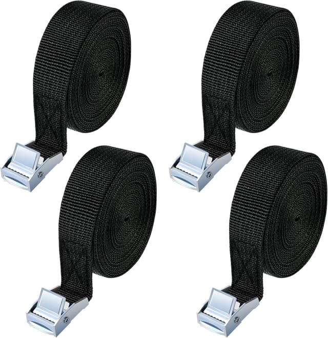 Thumbnail 6 de URAQT Tie Down Straps (4 Pack) Heavy Duty Cam Buckle Lashing Belts, 4m Adjustable Ratchet Straps, 250kg Capacity (Black)