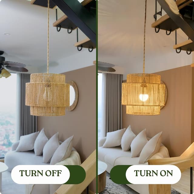 Thumbnail 4 de Chi An Home 11.8" Boho Jute Pendant Light