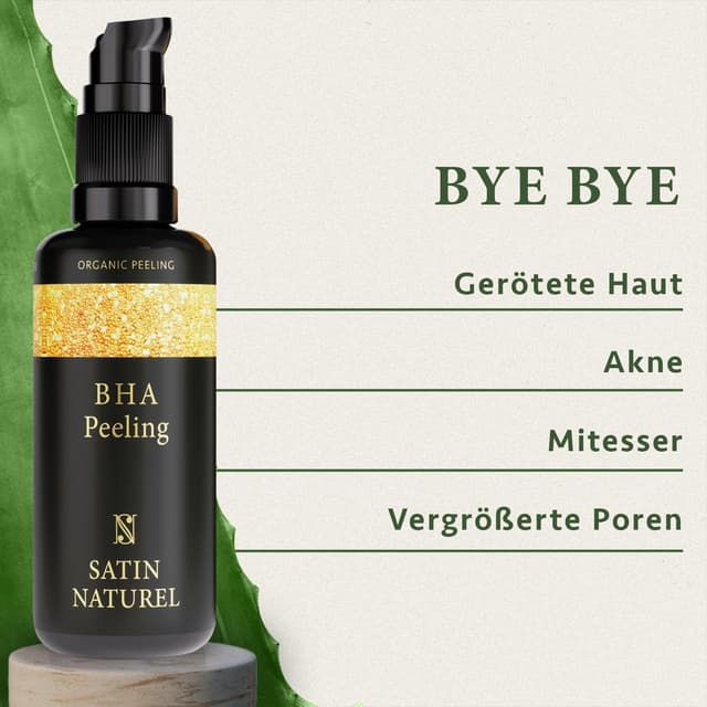 Detalle 2 de Satin Naturel Salicylsäure (BHA) Liquid Peeling 100 ml – sanftes Exfoliant für Gesicht & Hals mit Bio Aloe Vera, vegan