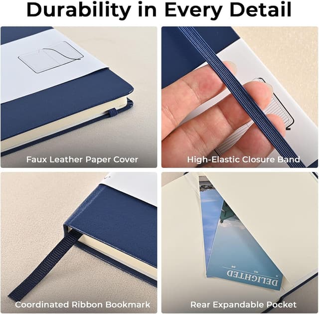 Detalle 2 de SUIN Carnet professionnel ligné A5 à couverture rigide similicuir vert