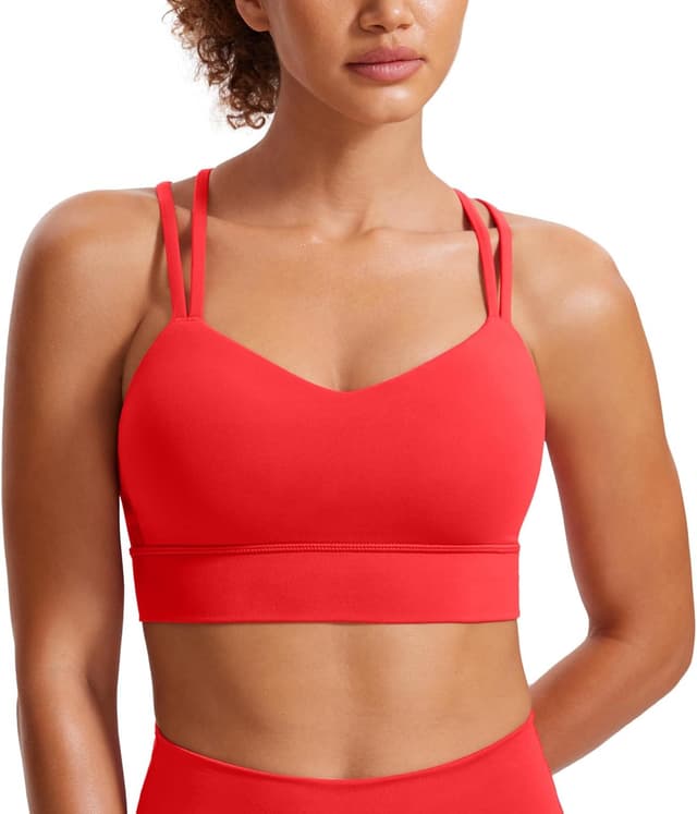 Detalle de CRZ YOGA Butterluxe : soutien-gorge de sport femme à bretelles croisées, bonnets moulés sans coussinets amovibles