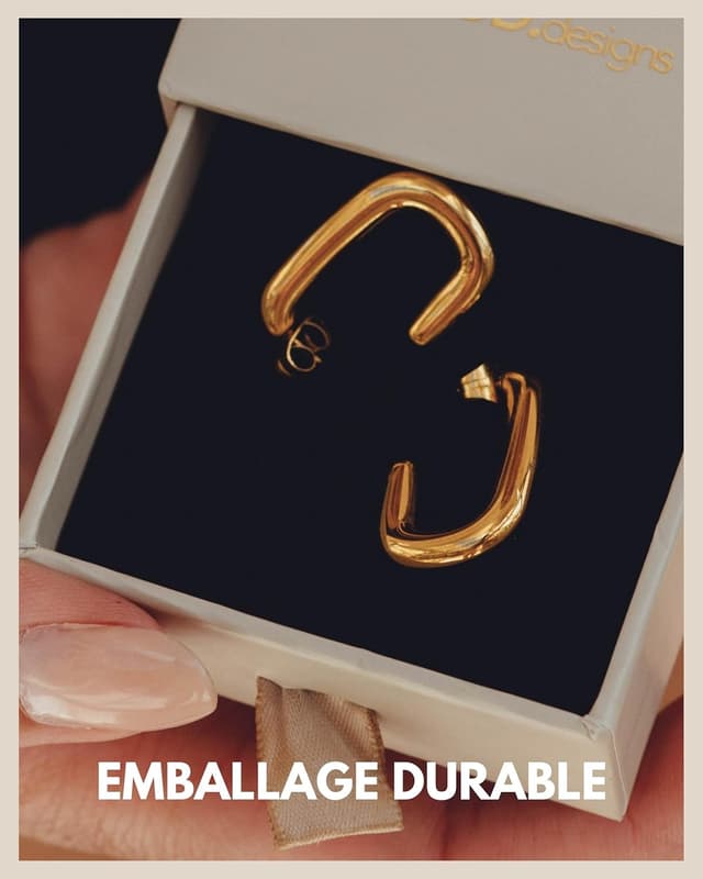 Thumbnail 5 de Créoles carrées acier 2 cm