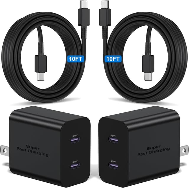 Detalle de 45W Super Fast Charger 2Pack with 10ft Cable