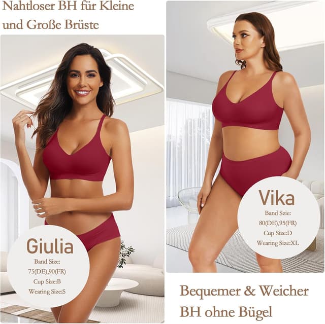 Thumbnail 6 de Vertvie nahtloser BH Damen ohne Bügel mit Soft-Polster & V-Ausschnitt