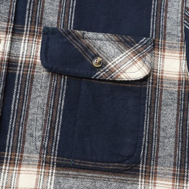 Detalle de Dubinik Flanellhemd Herren kariert mit Brusttasche, Langarm und Button-Down-Kragen