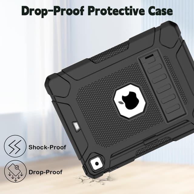 Detalle 2 de SINSO Heavy Duty Shockproof Case for iPad 9.7in (6th Gen 2018 / 5th Gen 2017 / Air 2) with Kickstand & Pencil Holder – Black