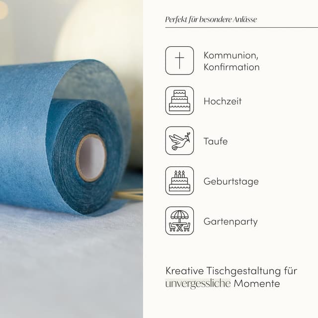 Thumbnail 1 de 100%Mosel Vlies TischlĂ€ufer Rauchblau 30 cm đ