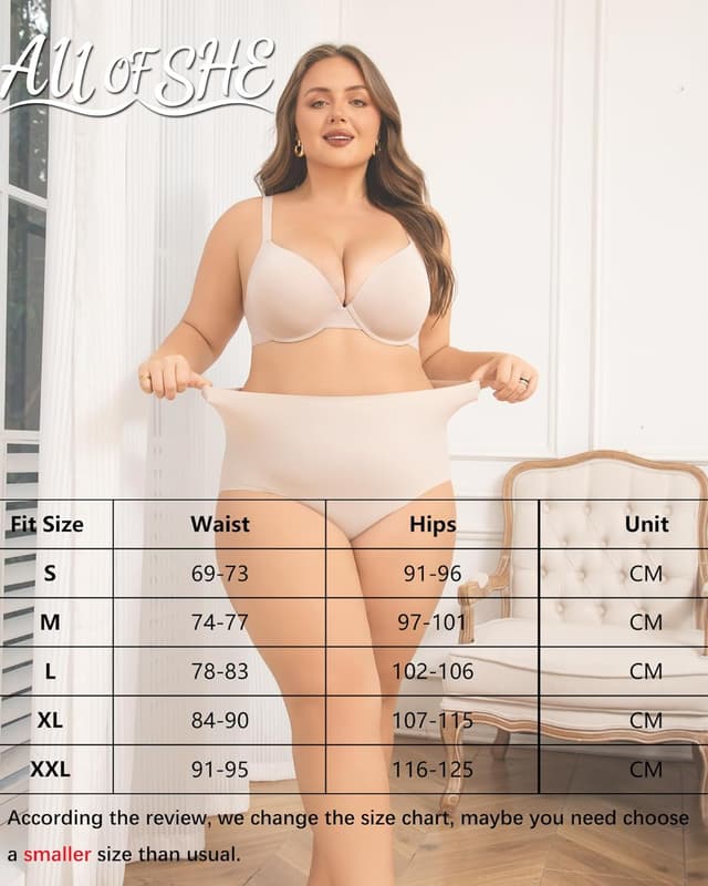 Detalle de ALL OF SHE 5er Pack High-Waisted nahtlose Unterhosen Damen (Slip, Hipster) – bequem für jeden Tag