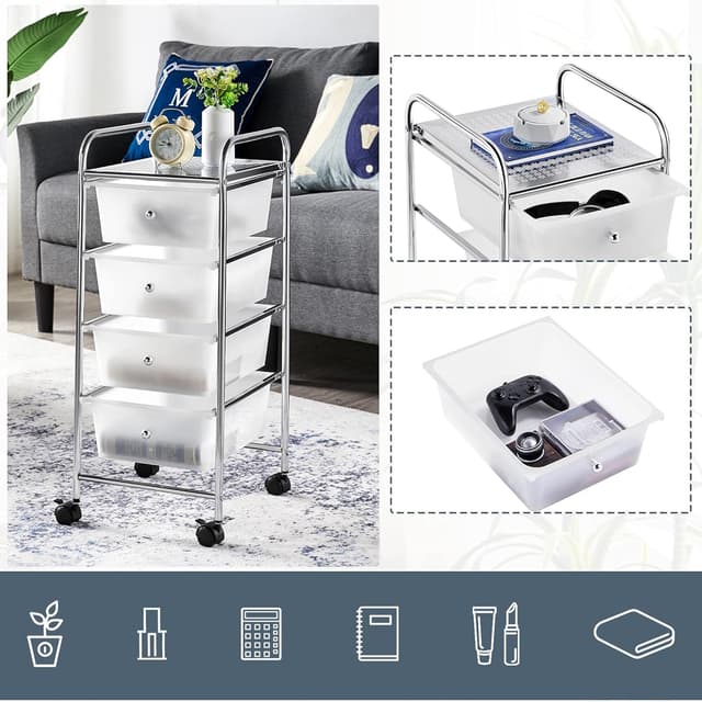 Thumbnail 4 de Yaheetech Carrito Auxiliar con Ruedas 30,5x23,2x11,5 cm