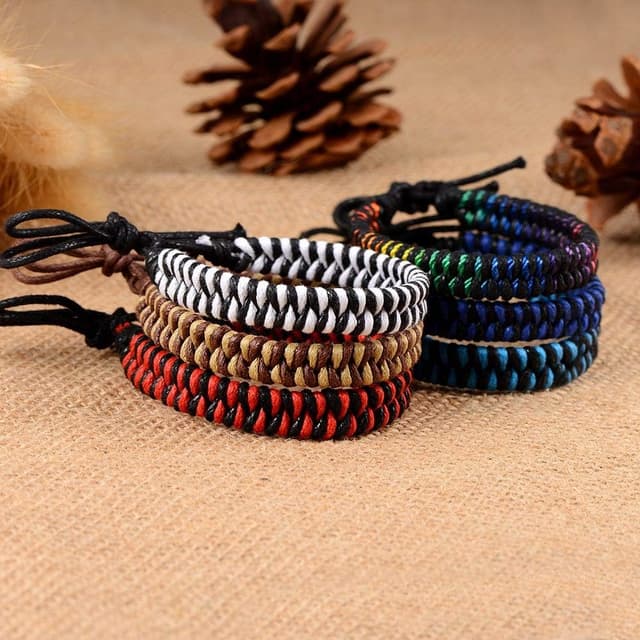 Detalle 1 de Pack de 6 bracelets tressés en corde VU100, bracelets d’amitié faits main (unisexe, ajustables)