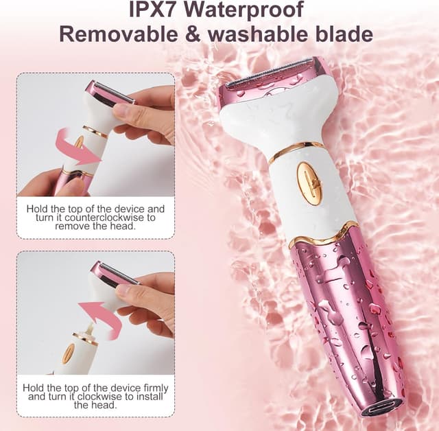 Detalle 2 de Koeutoze 4-in-1 Electric Women’s Shaver with Digital Display (IPX7 Waterproof) – Bikini, Facial & Full-Body Trimming