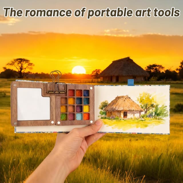 Detalle 2 de 7 PCS pocket watercolour travel set 15 grids