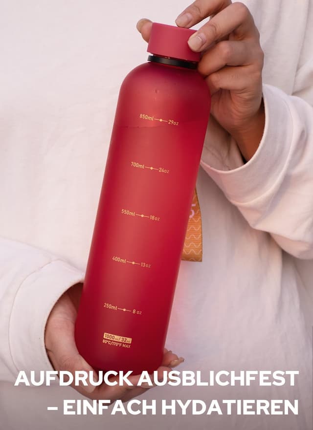 Detalle de Opard Slim Trinkflasche 1 l – kohlesäuregeeignet, auslaufsicher mit Schraubverschluss, spülmaschinenfest