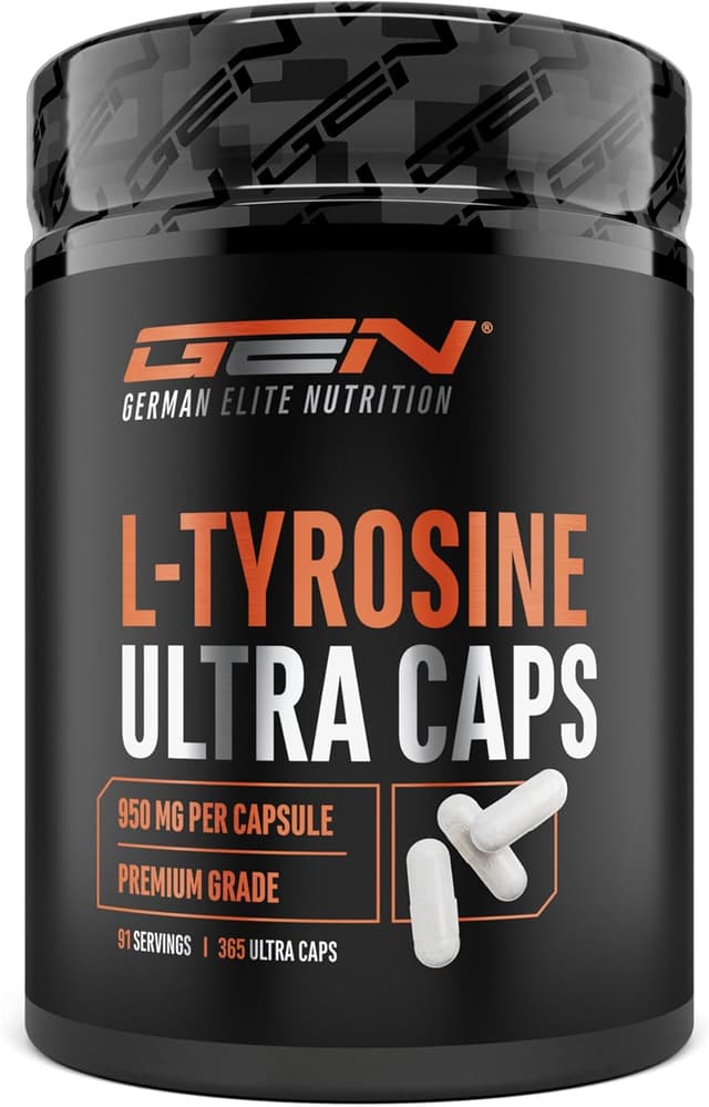 Detalle de L-Tyrosine Ultra Caps – 365 gélules de L-tyrosine pure (950 mg) pour vos routines d’entraînement