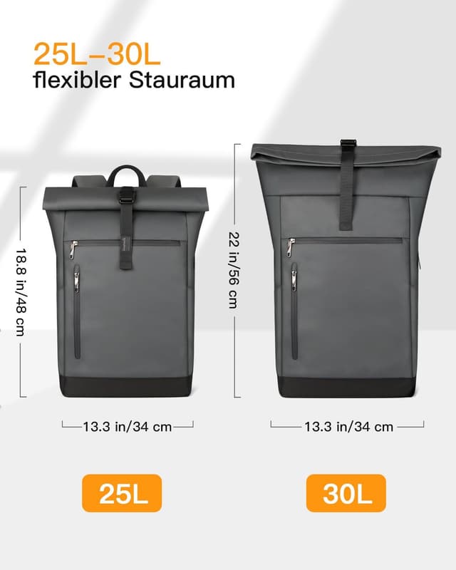 Detalle 2 de Inateck RollTop Rucksack 17 Zoll Laptopfach