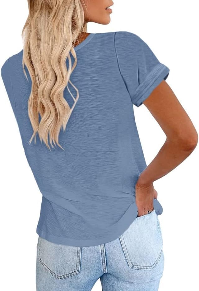 Detalle 2 de Cicy Bell Damen T-Shirt mit Rundhalsausschnitt – kurzarm, lässig und bequem aus Baumwoll-Mix