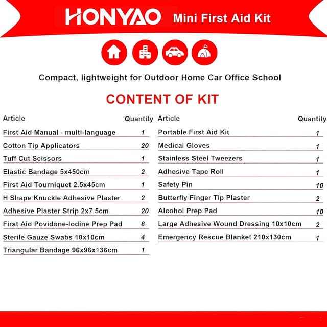 Thumbnail 4 de HONYAO First Aid Kit 90 pcs travel compact bag 🩹