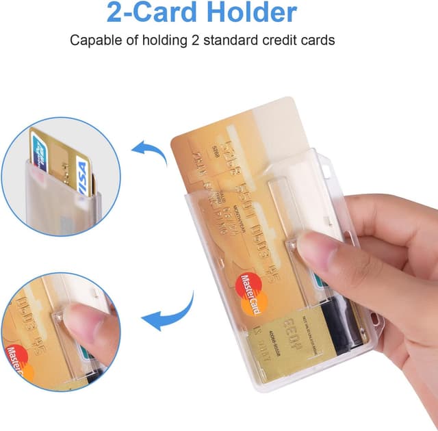 Detalle de Vicloon Kartenhalter Ausweis für 2 Karten mit Schieber, gefrostet & transparent (für Personalausweis, Weiß)