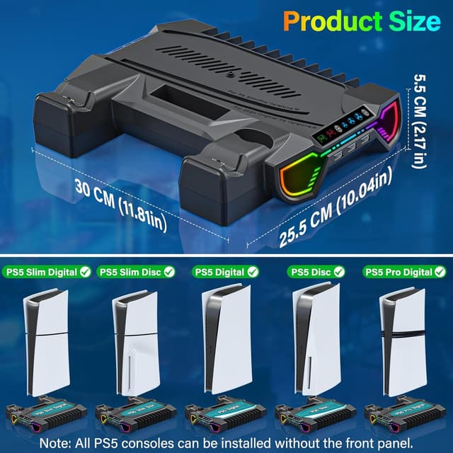 Detalle de ZRZLMVP PS5 cooling station, RGB stand