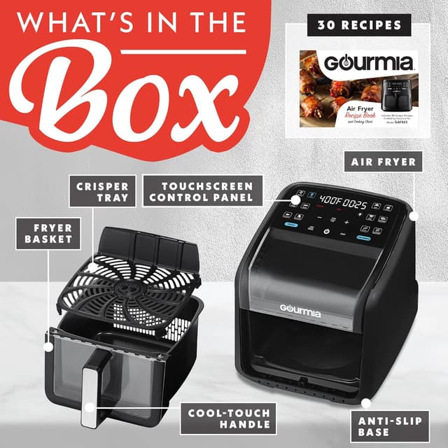 Thumbnail 6 de Gourmia 7 Qt Air Fryer with Easy View Panorama Window, Interior Light, and Guided 12 Presets