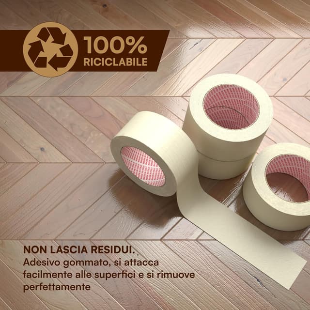 Detalle de DNK TRADE Nastro di Carta per Imbianchini: 6 rotoli 50 mm x 50 m, carta gommata per mascheratura