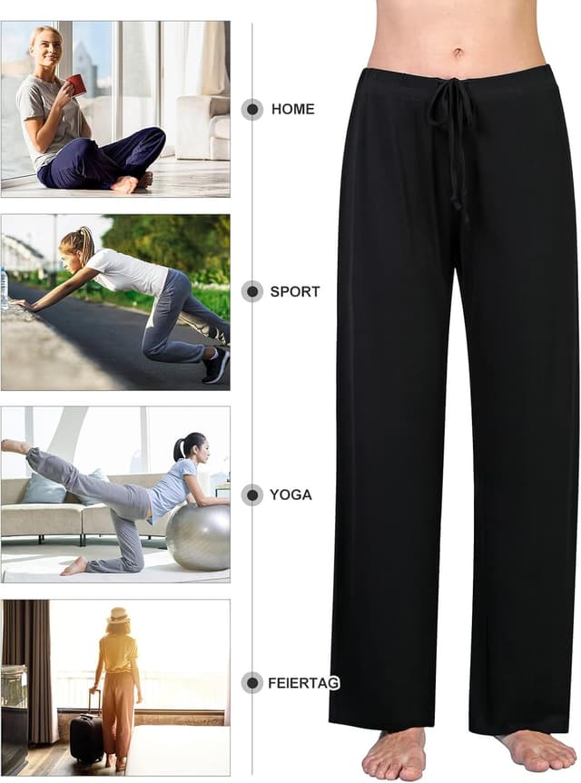 Detalle de Komfokore Freizeithose Damen Lounge-Hose aus Modal mit Kordelzug und Taschen (Schlafanzughose)