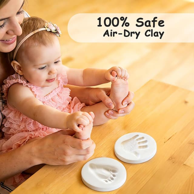 Detalle de Yiukou Baby Handprint & Footprint Kit with Personalised Photo Frame Keepsake