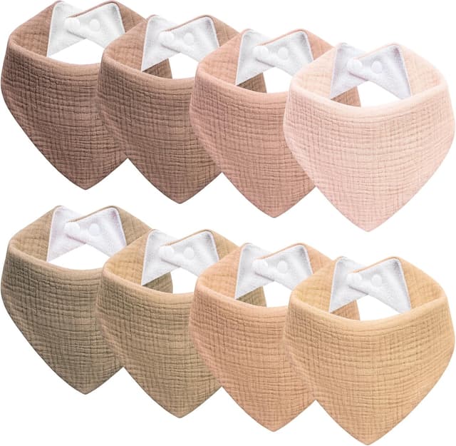 Detalle de Kewlife gift Baby-Lätzchen aus Musselin: verstellbares Dreieckstuch zum Füttern & Zahnen