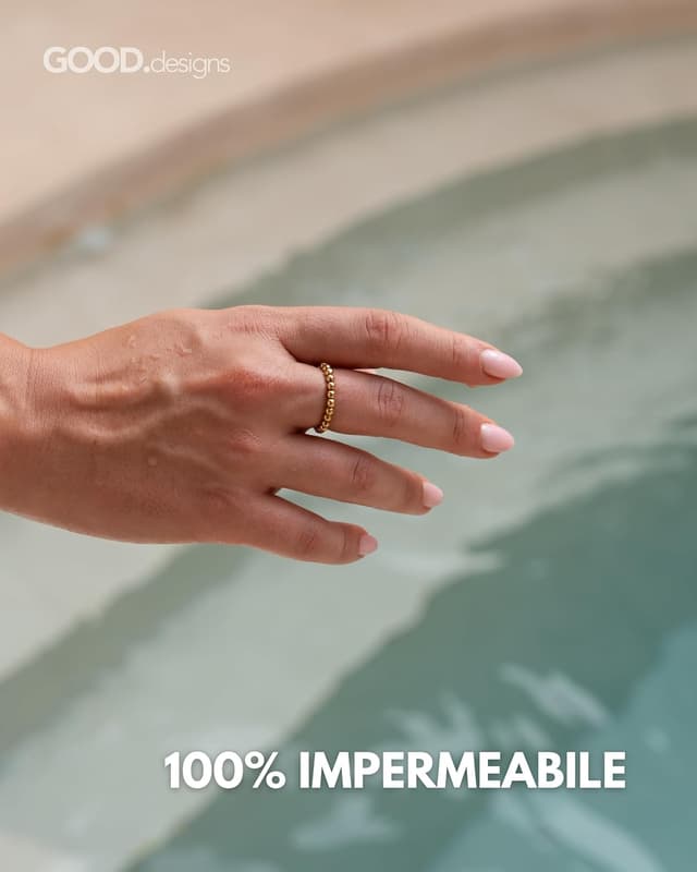 Detalle de GD GOOD.designs Anello antistress in acciaio inox con perline (3 mm) e rotazione, misura 54–60